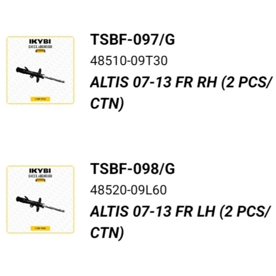 Shockbreaker Depan Toyota Altis (2007-2013) -Shock Absorber SET -IKYBI