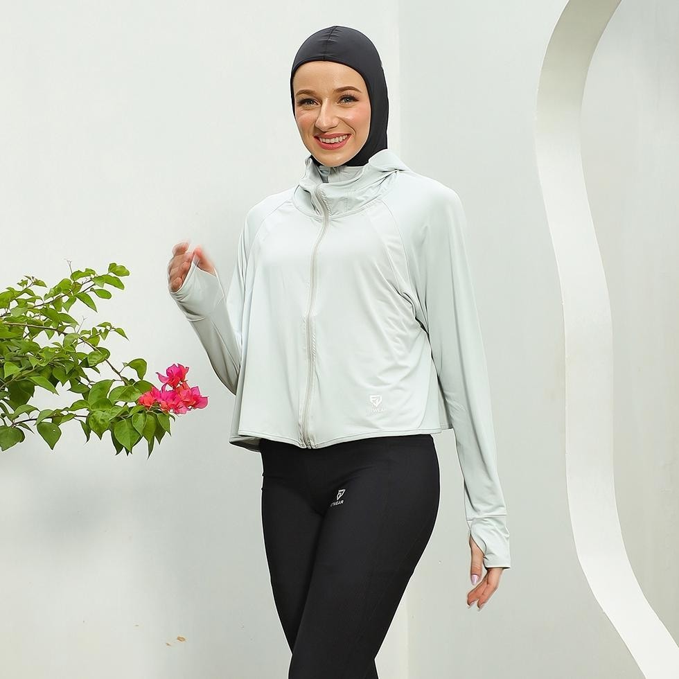 Promo Fitwear - Jaket / Jacket K-Style Anti UV Olahraga Wanita RIHANNA UPF 50++ - ALLSIZE JUMBO