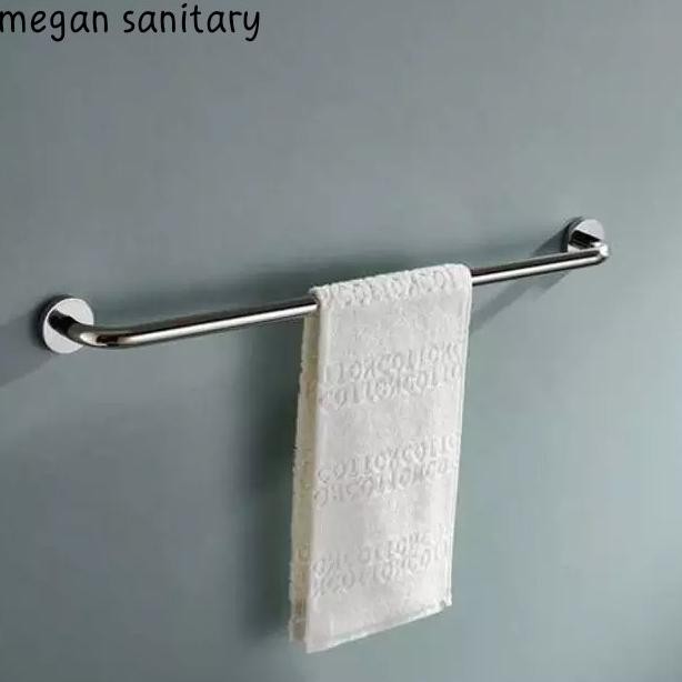 Gantungan handuk stainless panjang 80 cm tebel kilap