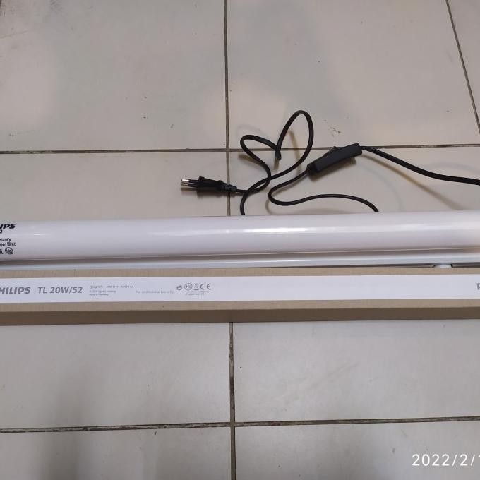 Philips Tl Uv Blue Light 20Watt/Lampu Uv Baby Kuning Komplit Set