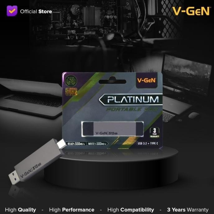 V-GEN SSD PORTABLE 512GB  HDD EXTERNAL TYPE-C VGEN - 512GB 2807T