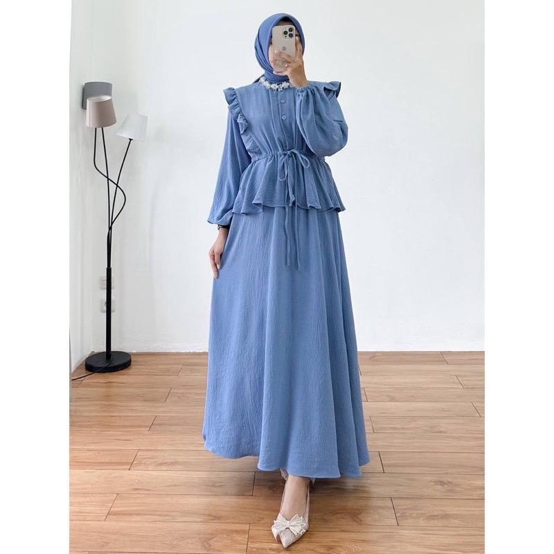 Promo Terbaru Slavina Gamis Polos Crinkle Airflow Ld 110 // Gamis Polos // Gamis Ivana Wanita