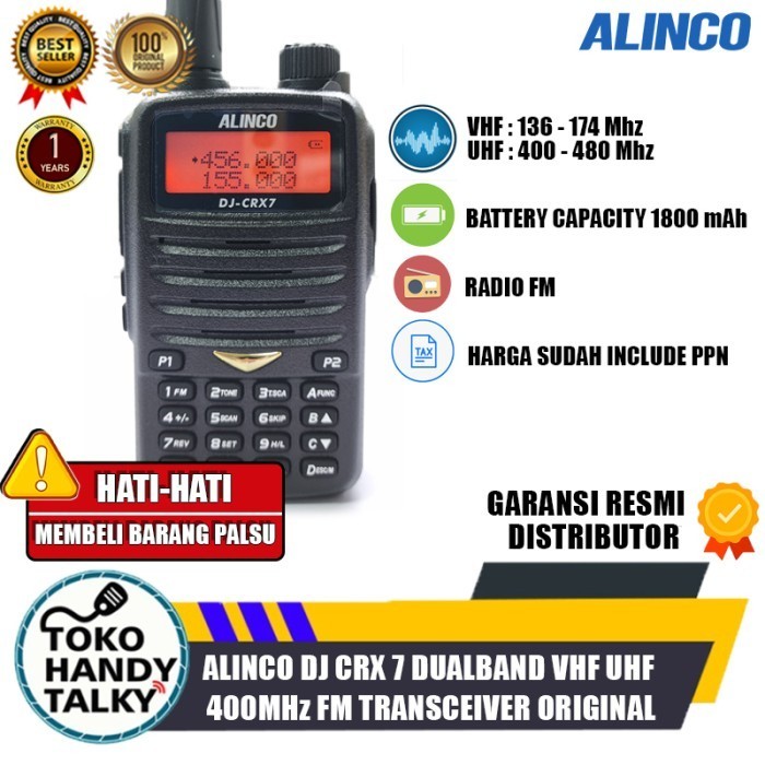 {SyaneShop} ALINCO DJ CRX 7 DUALBAND HT ALINCO DJ CRX7  HT ORIGINAL GARANSI RESMI - CRX 7 Murah