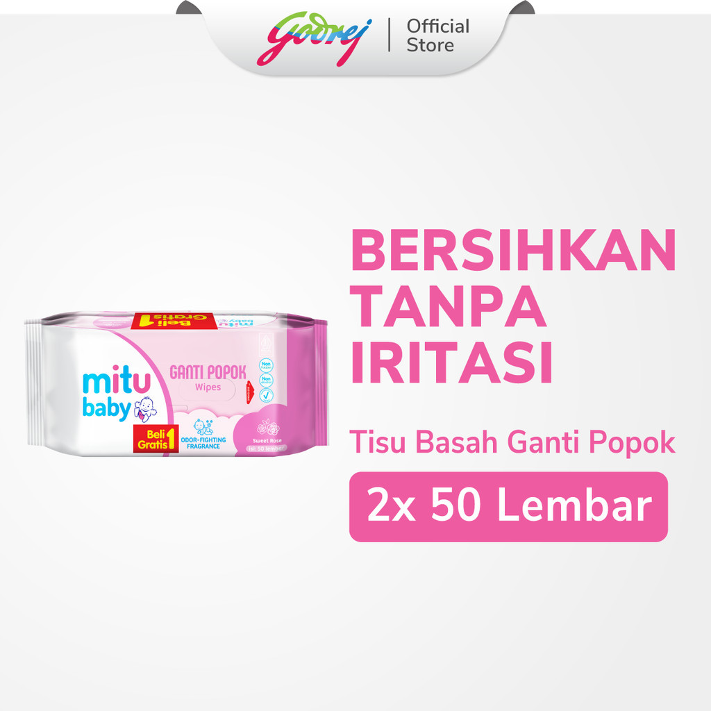 Mitu Baby Tisu Basah Ganti Popok Sweet Rose 50'S Beli 1 Gratis 1 - Tisu Basah Bayi
