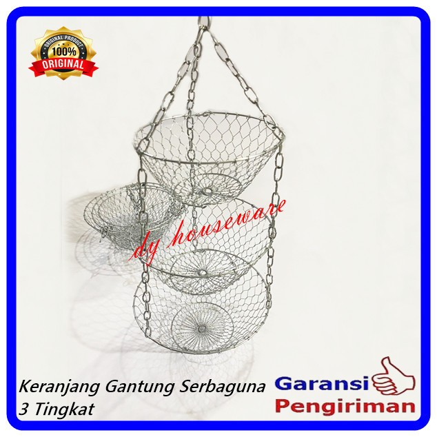 EKSLUSIF Keranjang Telur Rak Dapur Gantung Sangkek Wadah Serbaguna 3 Tingkat