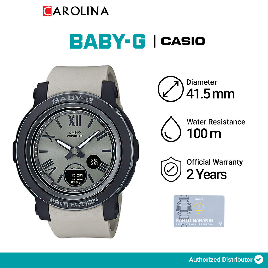 Jam Tangan Wanita BABY G BGA-290-8A Standard Ladies Grey Digital Analog Dial Light Grey Resin Band