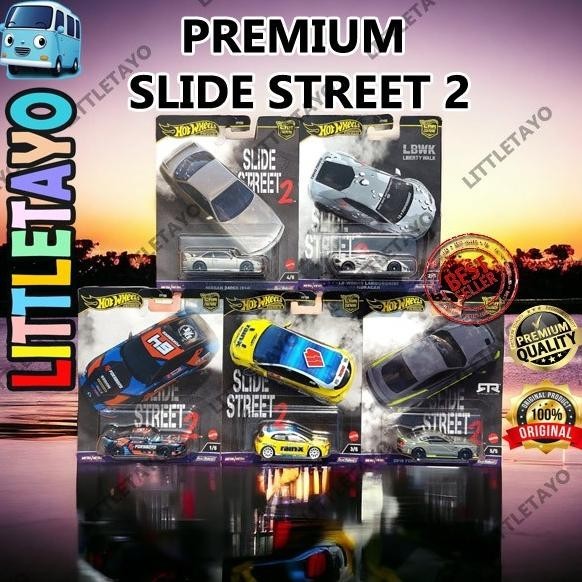 HOTWHEELS PREMIUM SLIDE STREET 2 SET 5 PCS - 2023 TOYOTA GR COROLLA LB WORKS LAMBORGHINI HURACAN LBW