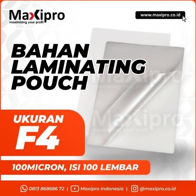 

Bahan Laminating Pouch Maxipro - Isi 100pcs Ukuran A4, F4, A3