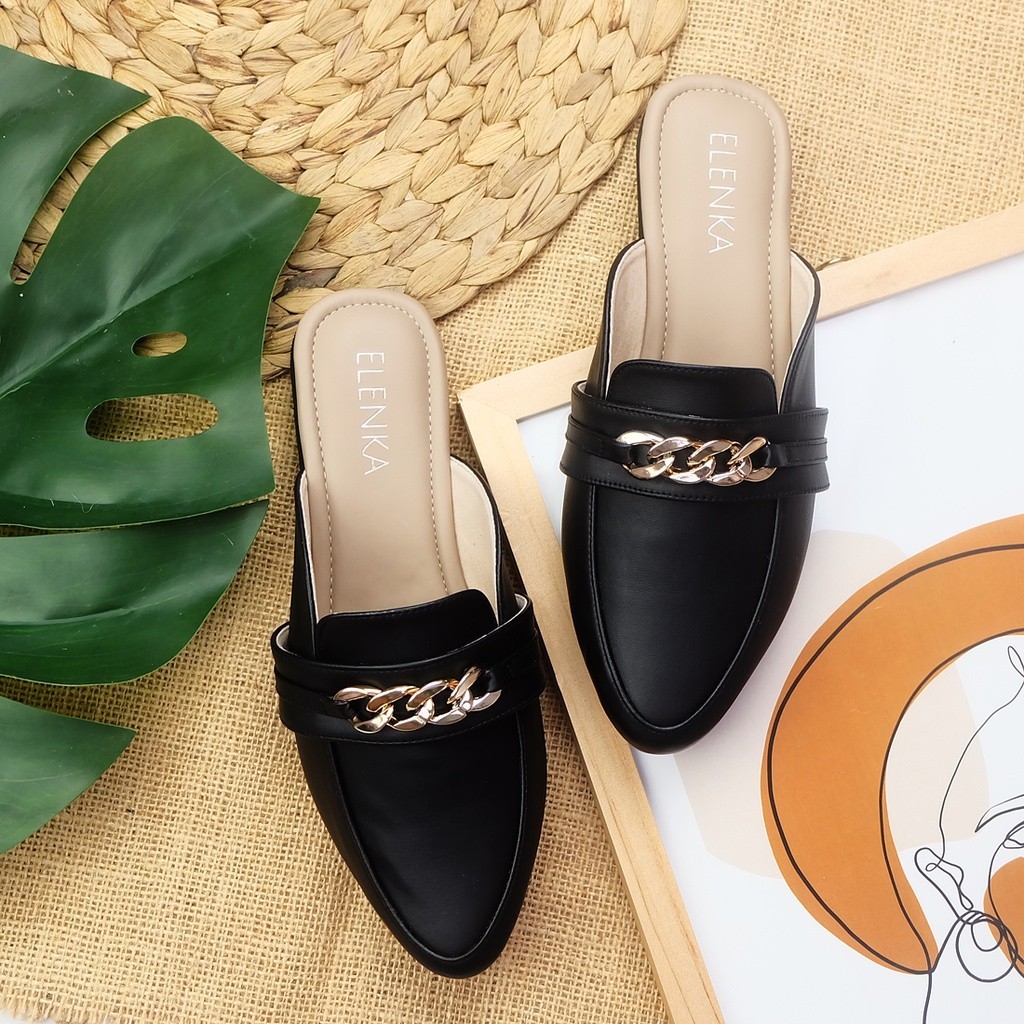 Flatshoes Wanita Elegan // Sepatu wanita bigsize jumbo 41-45 zoya-hitam flatshoes big size wanita