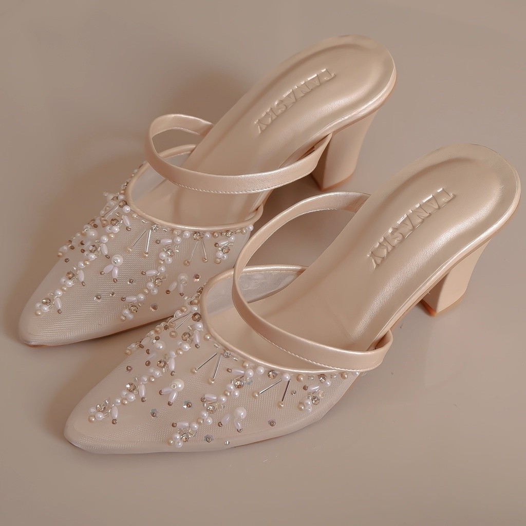 Flatshoes Kantor Formal // TANASKY - BINAR - Sepatu Heels Wanita 7cm Block Heels - Wedding Shoes -