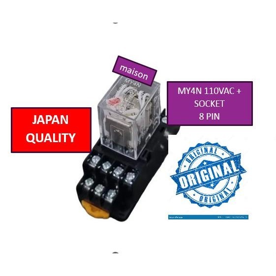Relay My4N 110Vac 14 Pin + Socket Relay My4 110Vac Ready Stock