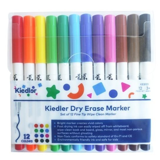 

Kiedler White Board Dry Erase Marker 12Pcs Spidol Wipe Clean