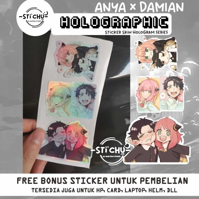 

Stiker Sticker hologram Anime Anya Damian Spy x family Evvarisk