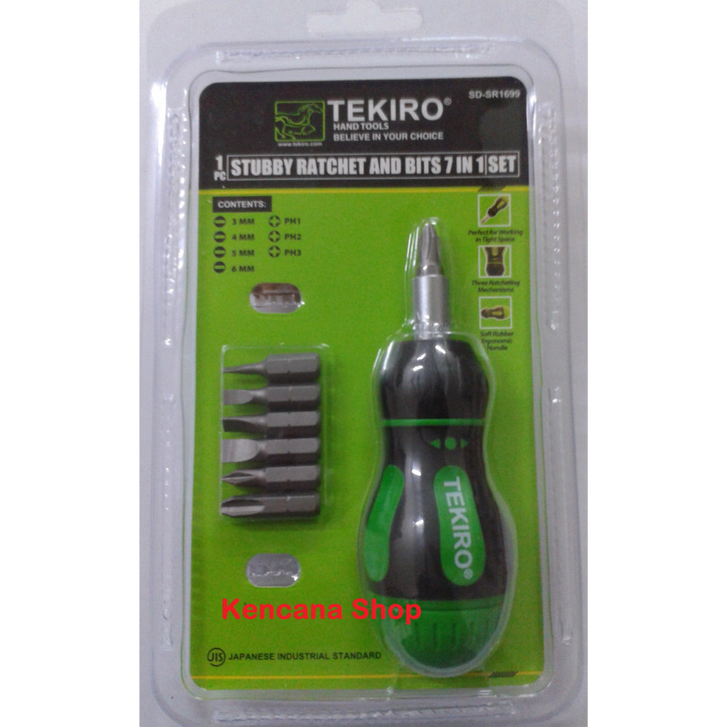 Produk Tekiro Obeng Pendek Set Mata Obeng 7 in 1