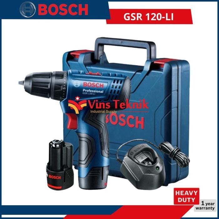 Bosch GSR 120-Li Cordless Drill Mesin Bor Baterai 12V BOSCH GSR120LI Kualitas Terbaik