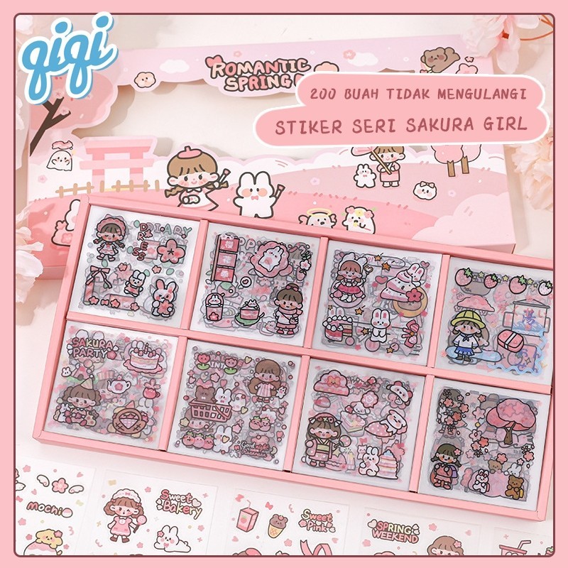 stiker 200 lembar 1 box/buku jurnal stiker/stiker 200 lembar/Stiker Motif Kartun Korea Lucu/ Stiker
