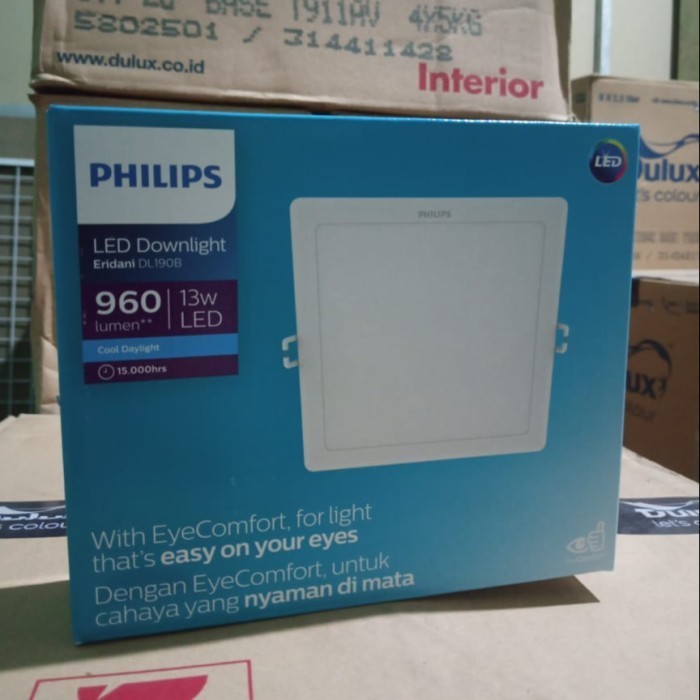 PHILIPS ERIDANI SQ RECESSED LED9 D125 13W WATT 865 - LED Downlight Kotak / lampu plafon