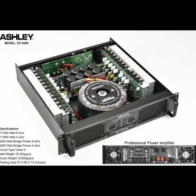 POWER AMPLIFIER ASHLEY EV 3000 / EV3000 ORIGINAL BEST SELLER