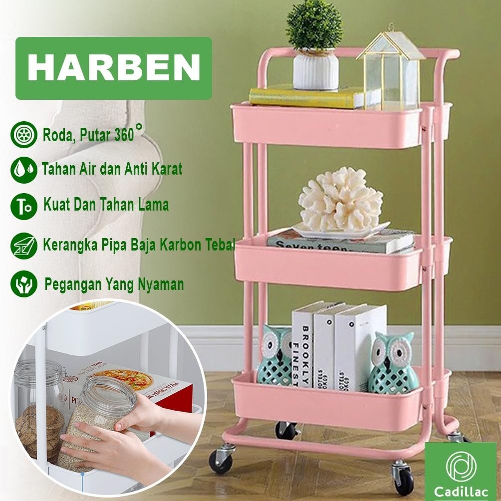 Cadillac Harben Troli Salon Rak Penyimpanan Dapur Susun Serbaguna CDLC0001