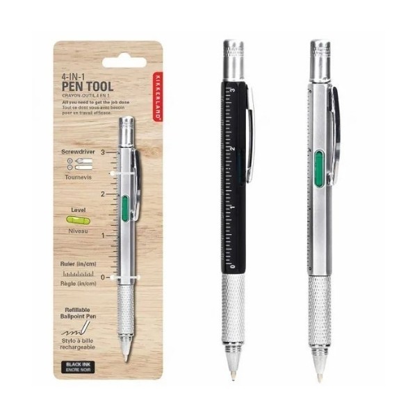 

KIKKERLAND 4 IN 1 PEN MULTI TOOL BLACK/SILVER