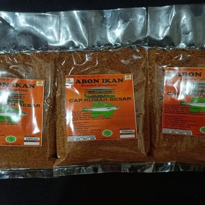 

Abon Ikan Sambal Lingkung Khas Belitung Asli kemasan 250 Gram. H56M