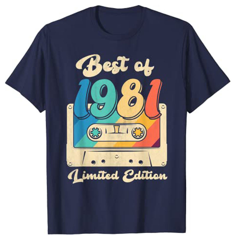 Retro Best of 1981 Cassette Tape T-Shirt Dekorasi Ulang Tahun ke-41 Vintage 80-an Pakaian Berusia 41