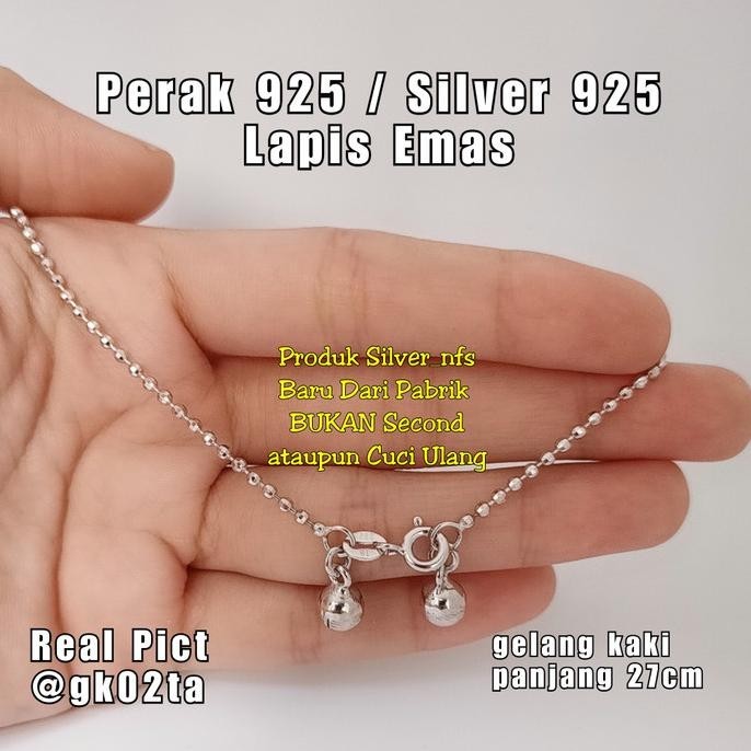 Terlaris Gelang Kaki Biji Lada Perak 925 Lapis Emas Gelang Kaki Perak Asli S925 Stok Terbatas