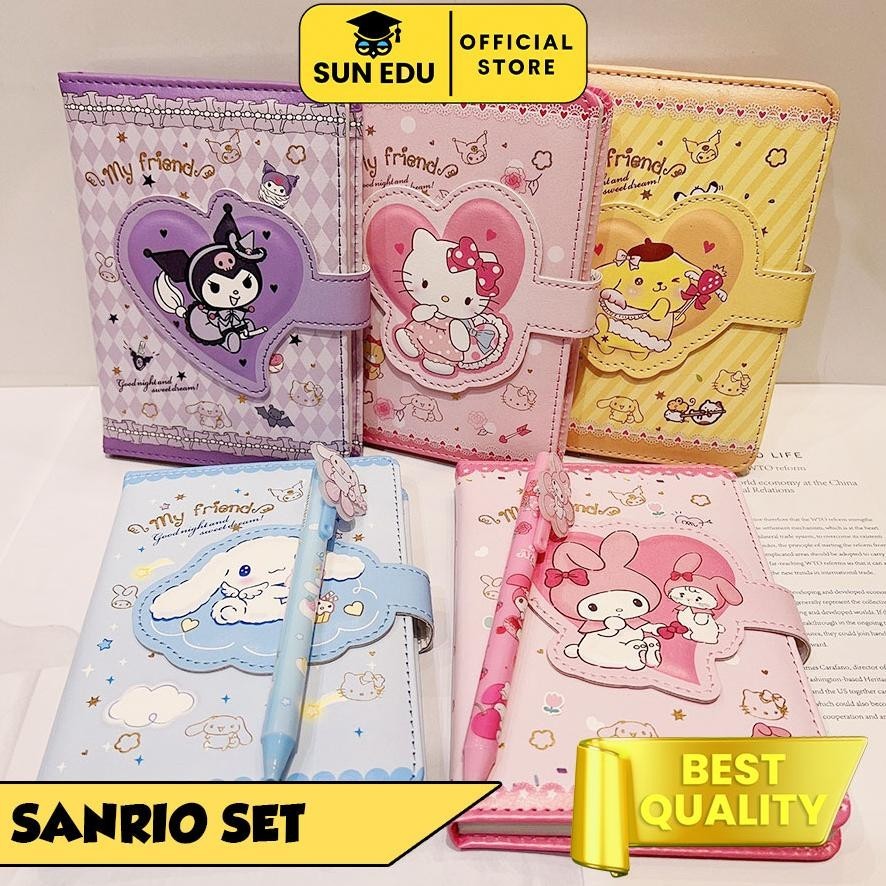 

tru-63 2 in 1 Gift set notebook sanrio magnet/ Buku tulis cute kuromi cinnamorol Berkualitas