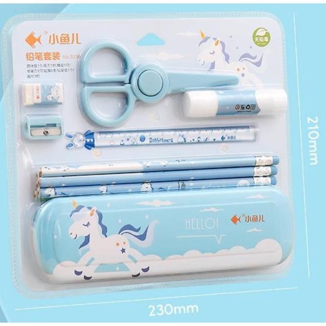 

GV23 Set Alat Tulis Siswa Kartun Anak-anak 7 Buah Set Penghapus Pensil Rautan Pensil Kotak Pensil Penggaris Viral