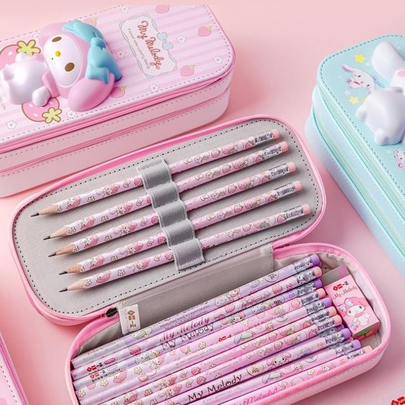 

Of14 CODSanrio Pu Large Capacity Pencil Case Kawaii Hello Kitty Cinnamoroll Melody School Pencils Bag Pouch Pen Case Supplies Stationery Termurah