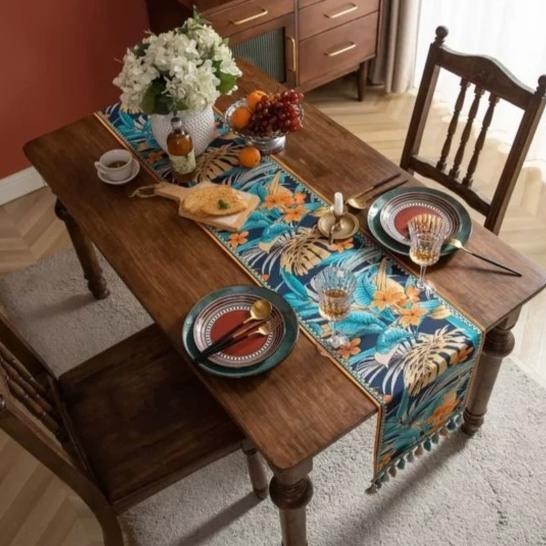 Taplak Meja Table Runner Bed Scarf Hotel Dekorasi Meja Konsul Tropis