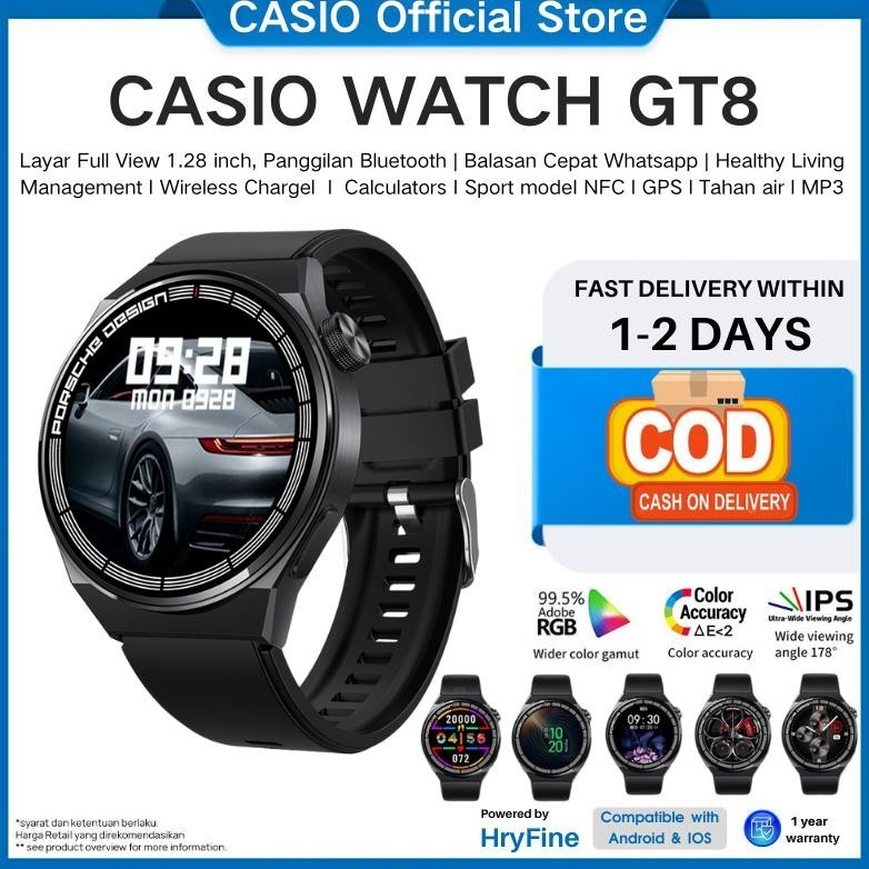 PROMO  [100% Original] Casio SmartWatch GT8Panggilan suara, tampilan jam khusus, MP4, pemantauan det