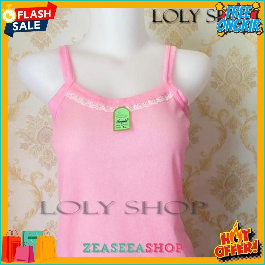 12 Pcs Tanktop Singlet Renda Wanita Remaja Dewasa / Grosir Singlet Renda M L Xl 3L (Cod)