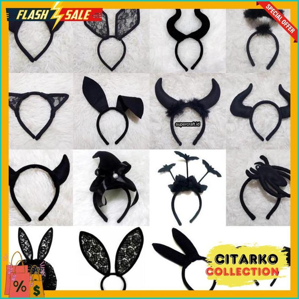 Bando Kostum Halloween Kucing Devil Angel Kelinci Maleficent Bunny Cosplay Halloween Bando Halloween