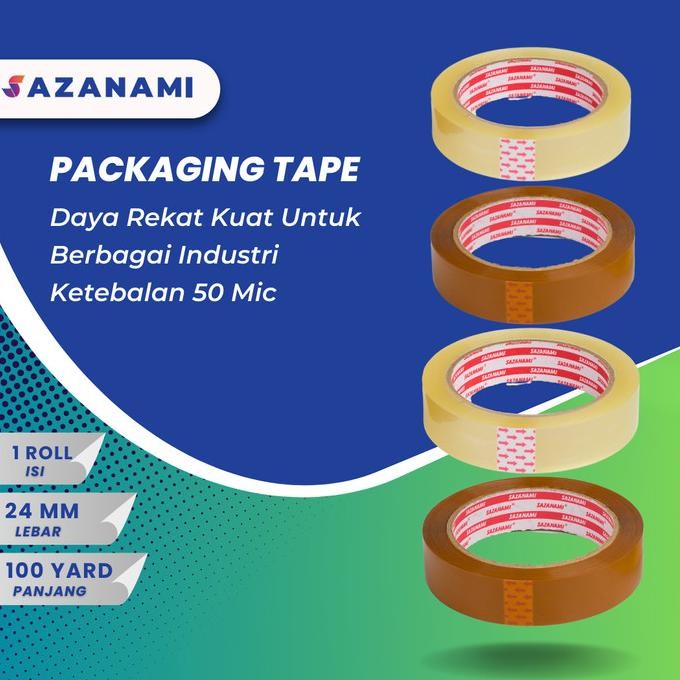 

Diskon Isolasi Bening 1" Inch X 100Y sazanami 24mm lakban bening selotip Opp saz4 dijamin