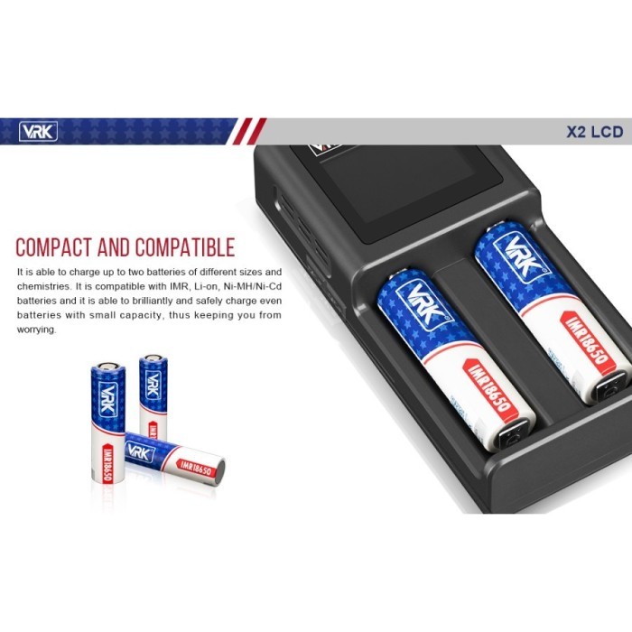 Wiji Vrk X2 Lcd - Vrk Lcd Battery Charger 2 Slot Casan Baterai 2 Slot