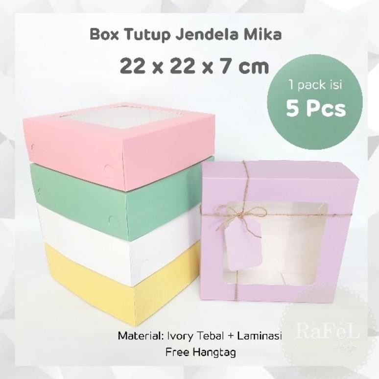 

ORIGINAL 5 Pcs Box Kue Dus Cake 22x22x7 Tutup Jendela Mika Box Hampers di-111