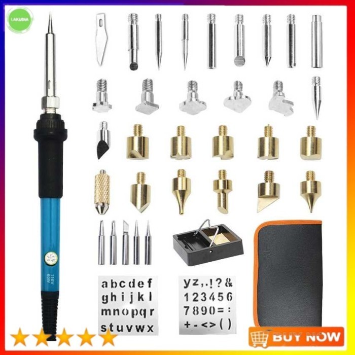 

Azalia Solder Alat Lukis Bakar Wood Burning Pen Pyrography 37 Set