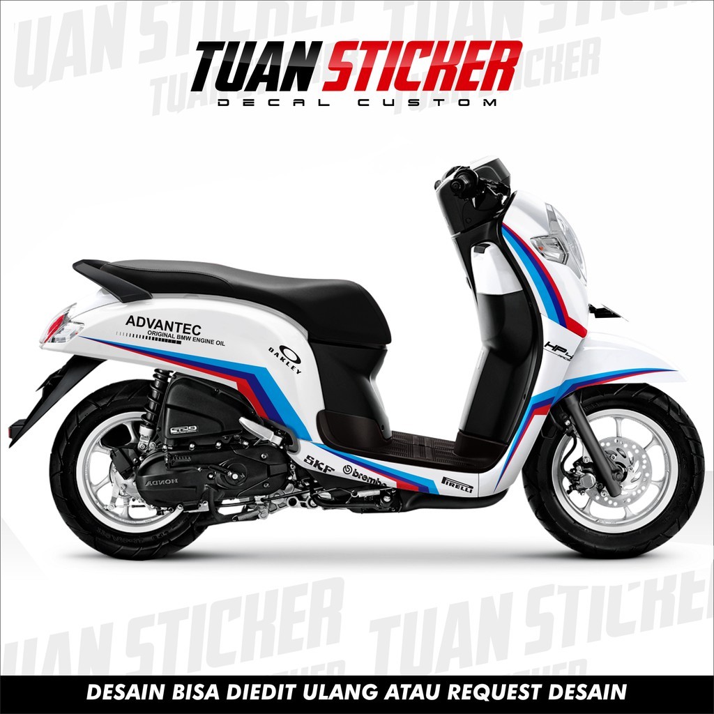 Sticker Striping Decal Scoopy New, decal scoopy, cetak striping decal scoopy Scoopy putih BMW