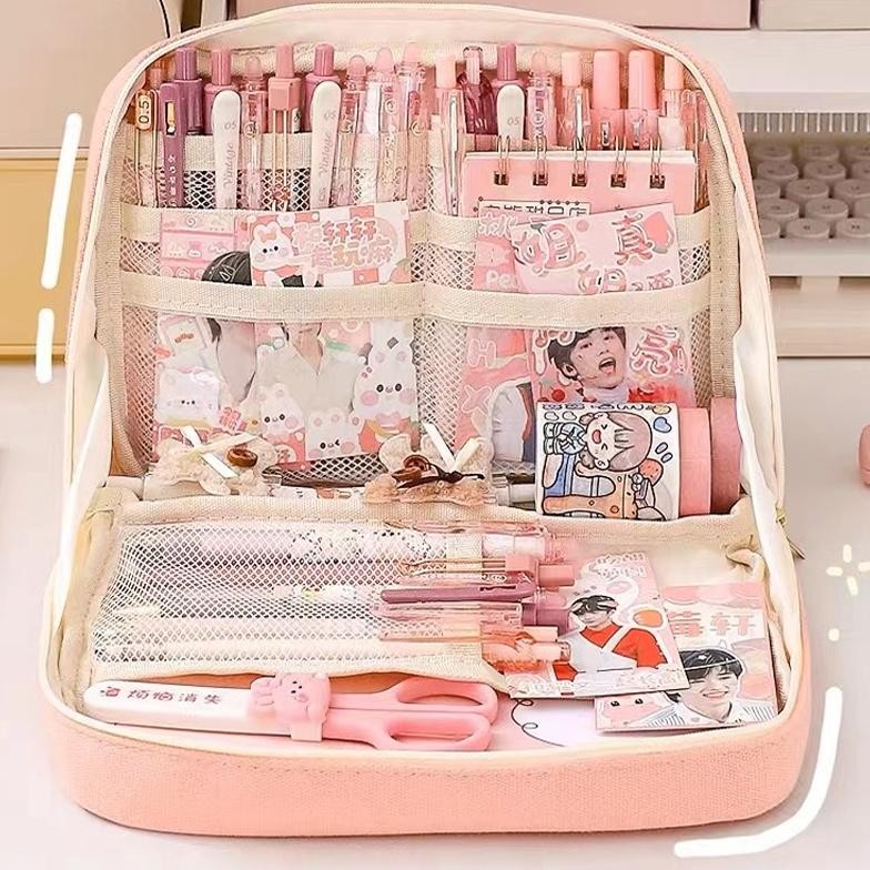 

fth- 8-Layer Super Large Capacity Pencil Case Kawaii Canvas Pencil Box Pen Pouch Organizer for Girls Back to School Stationery Supplies Sale