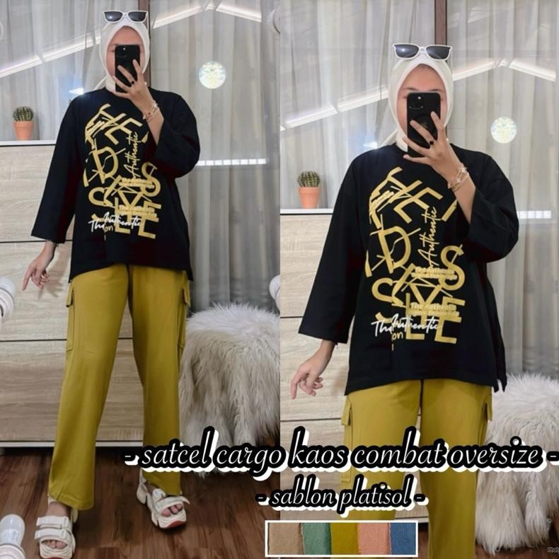 Setelan Celana Wanita Setelan Cargo Setcel Wanita Kombet Setelan Kaos Dan Celana Cargo