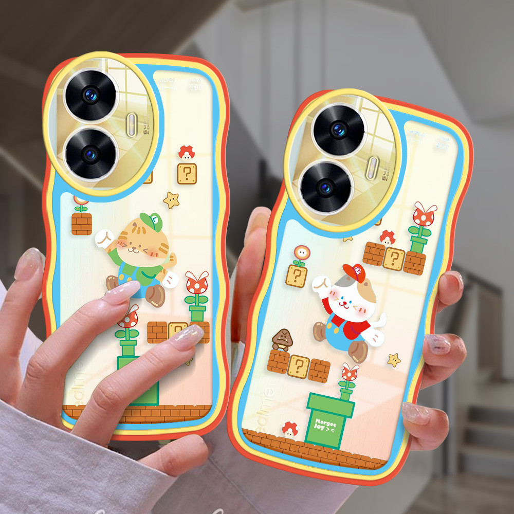 Kucing Menggambar Koin Soft bening transparan clear Case untuk Realme C55 C53 C35 C33 C31 C30S C30 C
