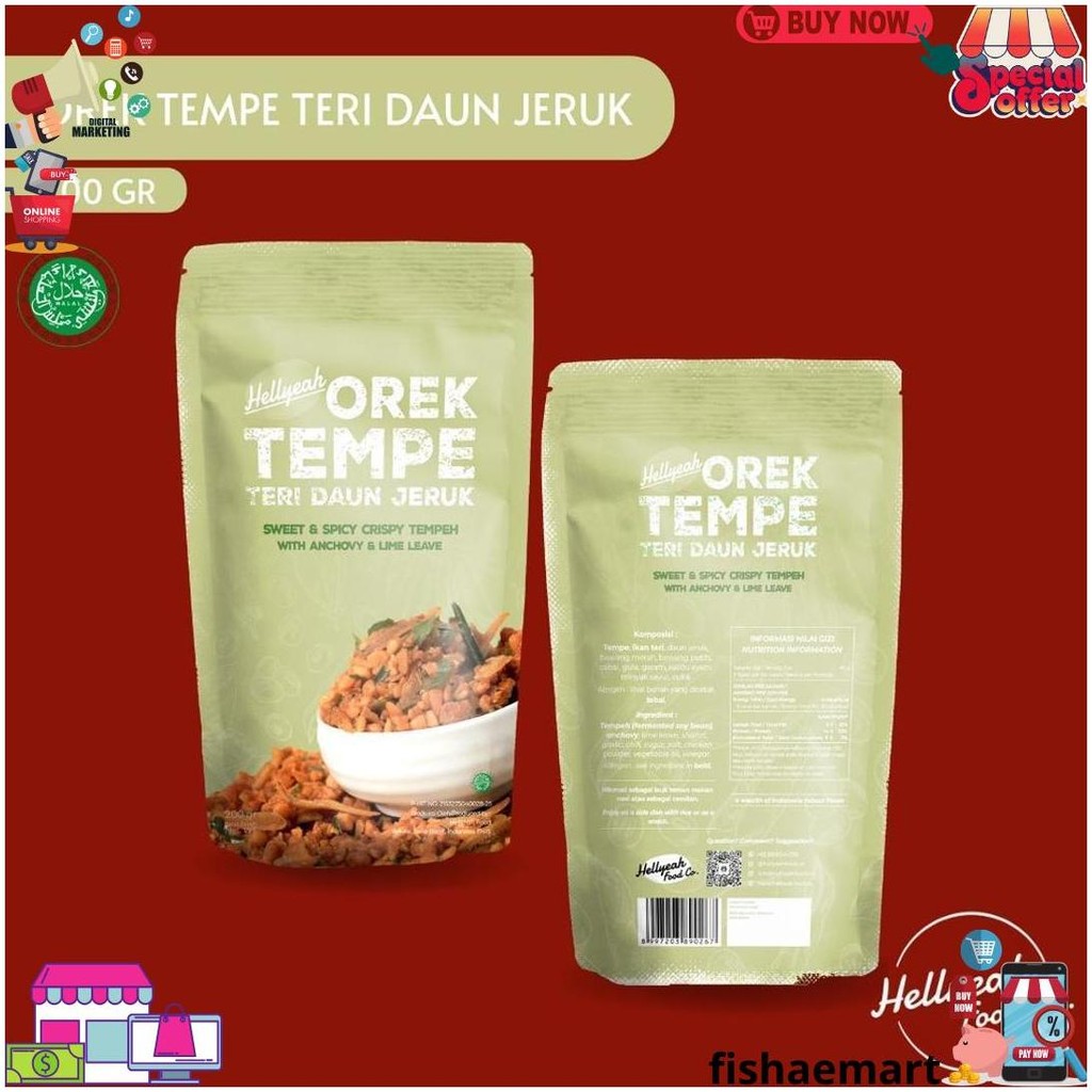 

Hellyeah Orek Tempe Teri Daun Jeruk 200 Gram D Promo 8.8