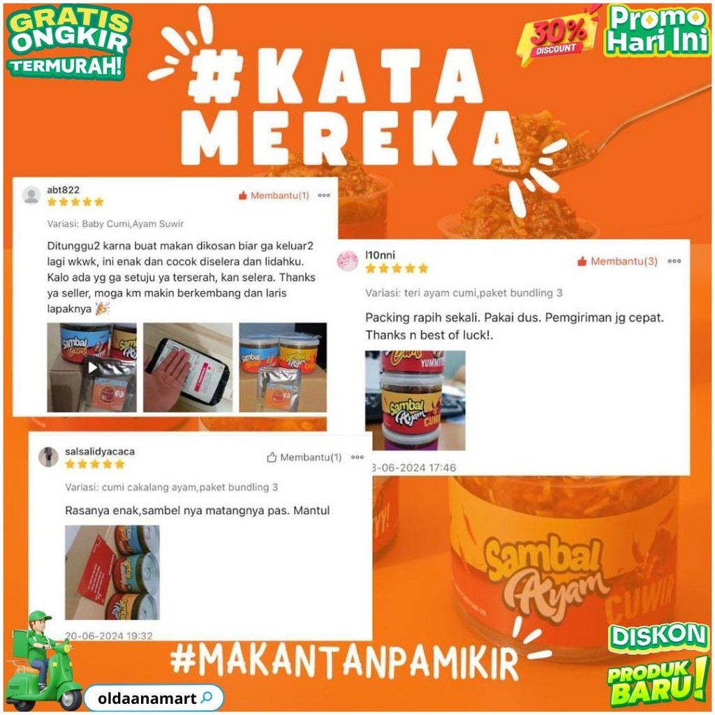 

[Bundling 3] Sambal Baby Cumi X Ayam Suwir X Daging Sapi/Ikan Cakalang/Teri/Sambalepic Sambel Lauk D Terlaris