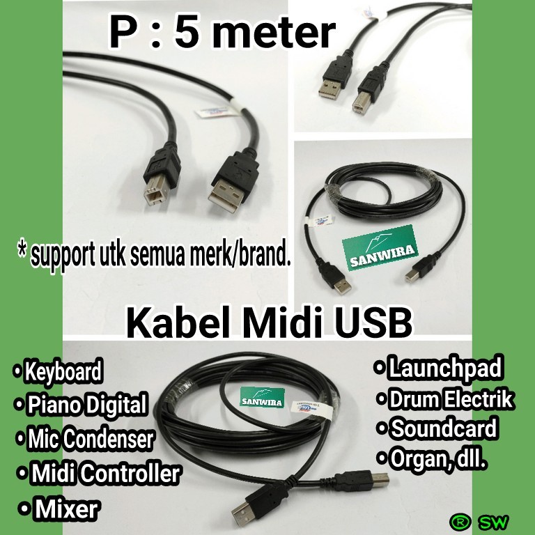 Kabel Midi USB / organ / piano / keyboard / piano digital / mixer / laundhpad / drum electrik /