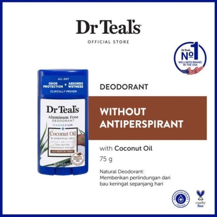 Dr Teal's Deodorant Magnesium + Coconut Oil 75gr