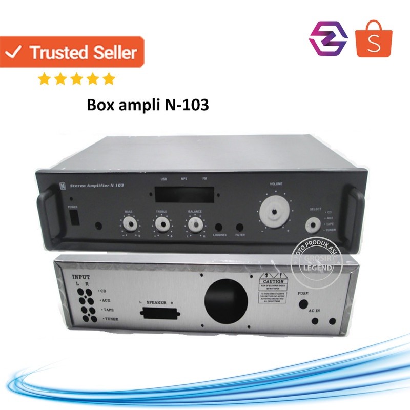 Box amplifier kosongan besi hitam usb N 103