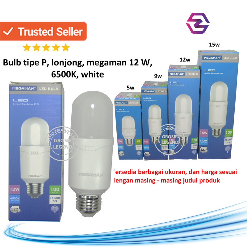 MEGAMAN Lampu LED BULB TIPE P LONJONG MEGAMAN 12W YTP45Z1 6500K WHITE