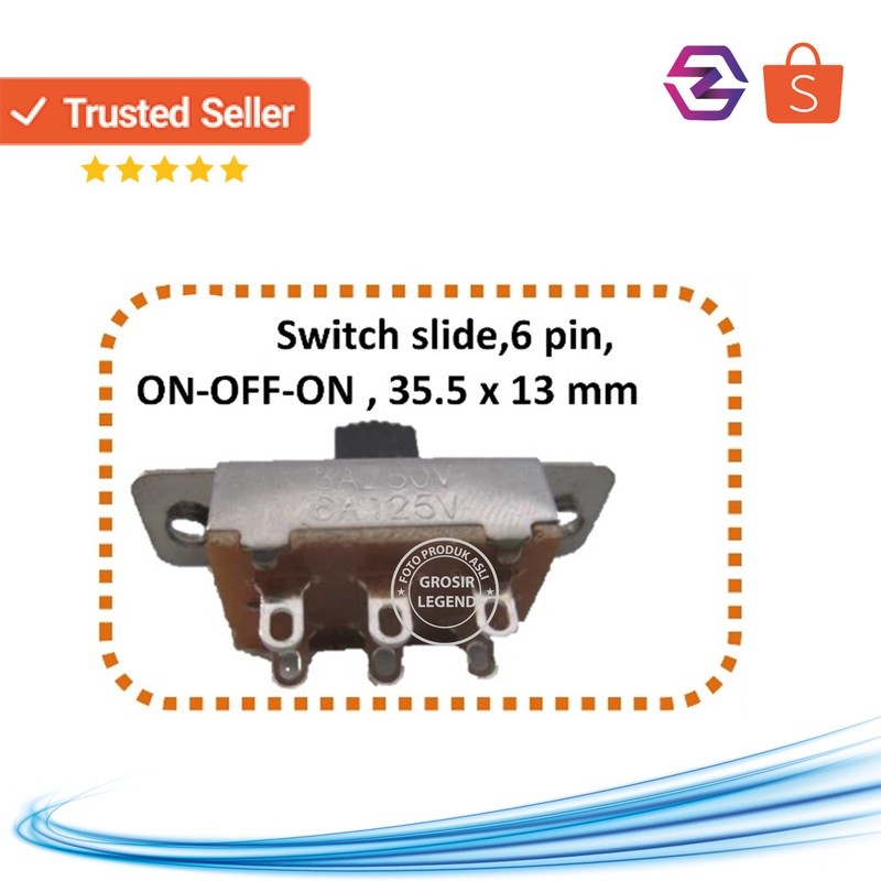 Saklar geser switch slide on off on 6 pin