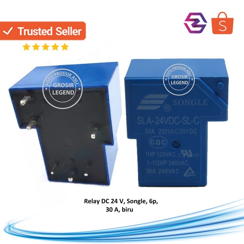 Relay DC 24V 6p 6 p 6pin 6 pin 30A Songle relay kodok